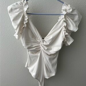 Lulus Flutter Sleeve bodysuit